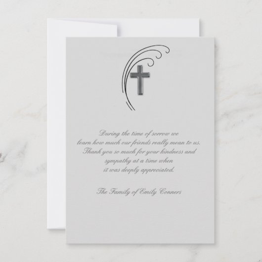 Cross en Fern - Bereavement Bedankt Notecard Notitiekaartje (Voorkant)