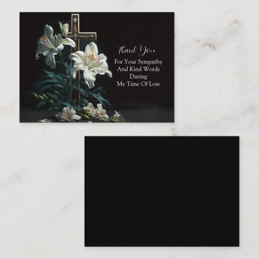 Cross en Flower Elegance Bedankt Notitiekaartje (Voorkant / Achterkant)