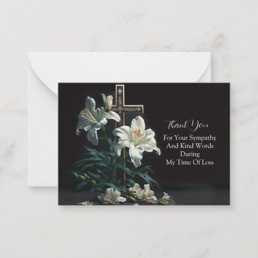 Cross en Flower Elegance Bedankt Notitiekaartje (Voorkant)