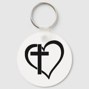 Cross- en Heart Button Sleutelhanger