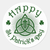 Cross en Shamrocks ronde Sticker (Voorkant)