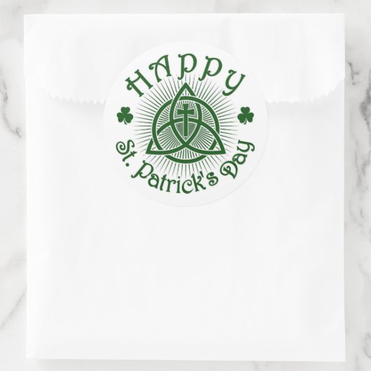 Cross en Shamrocks ronde Sticker (Tas)