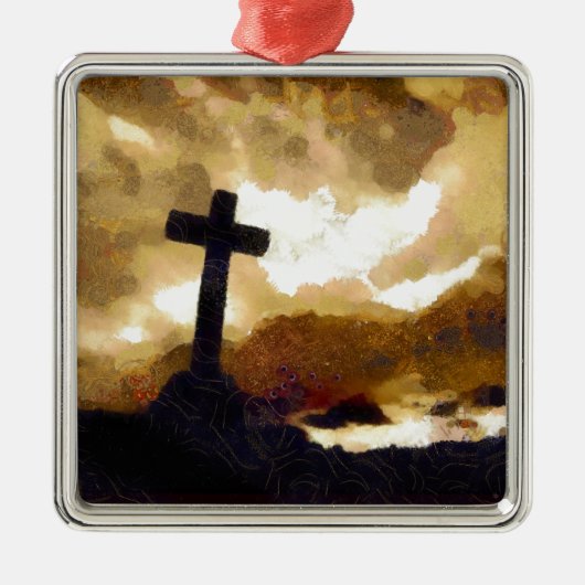 Cross en Sky Metalen Ornament (Voorkant)