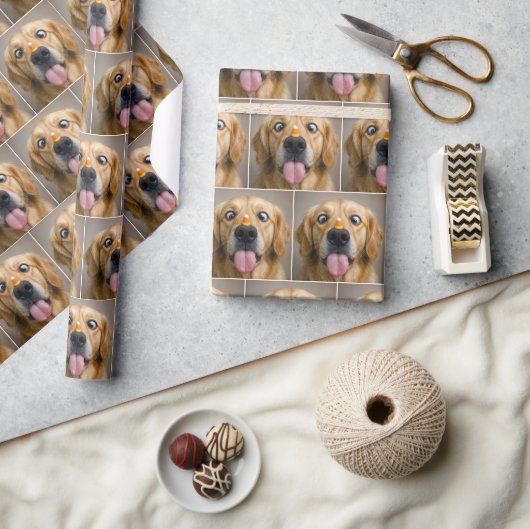 Cross Eyed Golden Retriever With Candy Corn Cadeaupapier (Crafts)