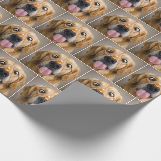 Cross Eyed Golden Retriever With Candy Corn Cadeaupapier (Hoek)