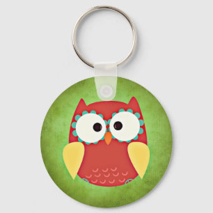 Cross Eyed Owl Button Sleutelhanger