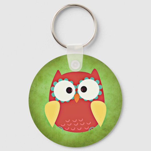 Cross Eyed Owl Button Sleutelhanger (Voorkant)
