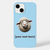 Cross-eyed Sheep Illustration Aangepaste tekst Case-Mate iPhone Case (Achterkant)