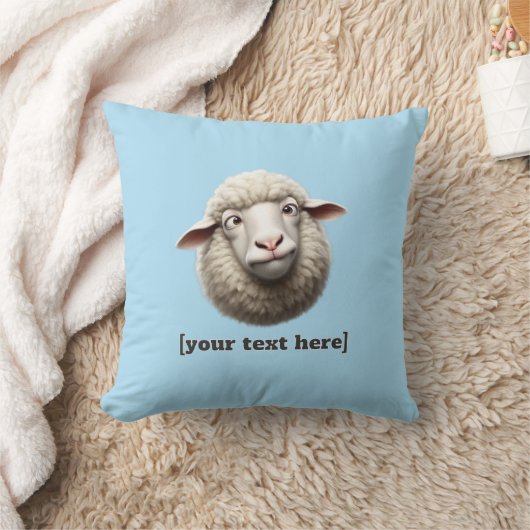 Cross-eyed Sheep Illustration Aangepaste tekst Kussen (Deken)