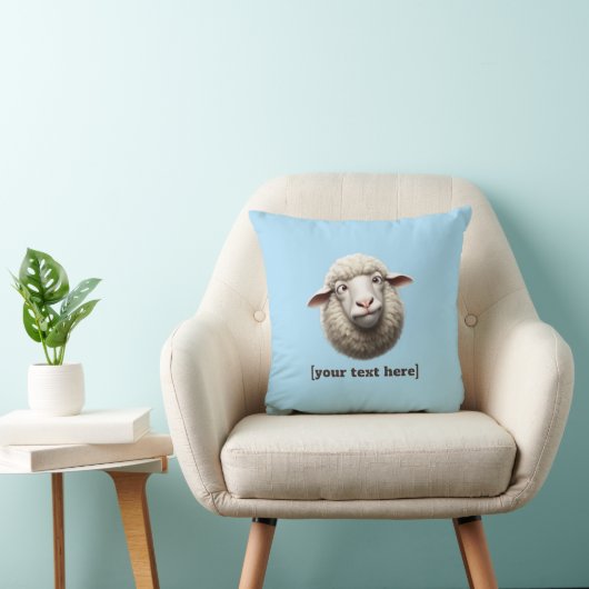 Cross-eyed Sheep Illustration Aangepaste tekst Kussen (Stoel)