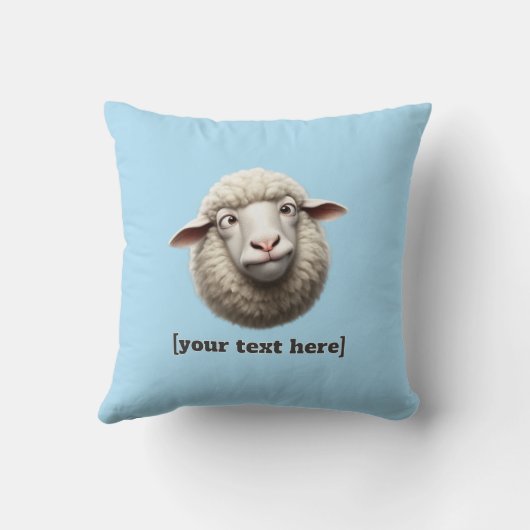 Cross-eyed Sheep Illustration Aangepaste tekst Kussen (Achterkant)