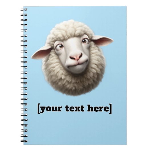 Cross-eyed Sheep Illustration Aangepaste tekst Notitieboek (Voorkant)