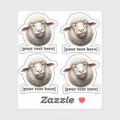 Cross-eyed Sheep Illustration Aangepaste tekst Sticker (Vel)