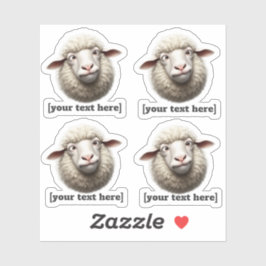 Cross-eyed Sheep Illustration Aangepaste tekst Sticker