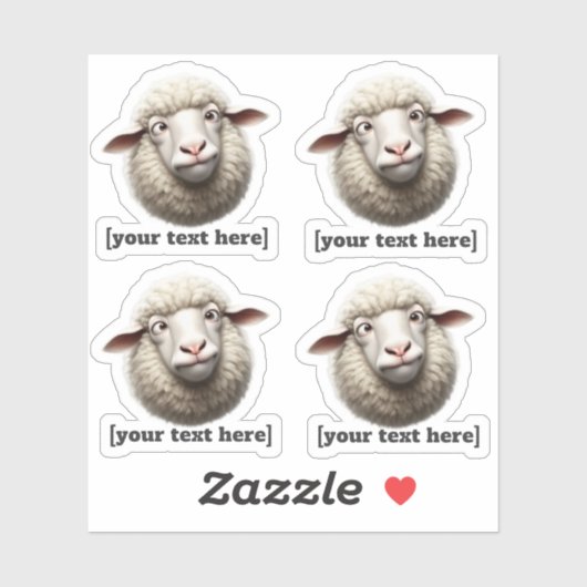 Cross-eyed Sheep Illustration Aangepaste tekst Sticker (Vel)