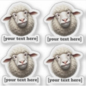Cross-eyed Sheep Illustration Aangepaste tekst Sticker (Voorkant)