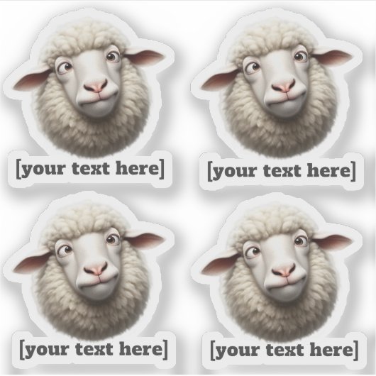 Cross-eyed Sheep Illustration Aangepaste tekst Sticker (Voorkant)
