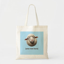 Cross-eyed Sheep Illustration Aangepaste tekst Tote Bag