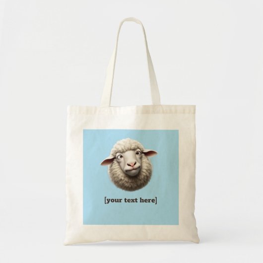 Cross-eyed Sheep Illustration Aangepaste tekst Tote Bag (Voorkant)