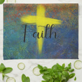 Cross Faith Script Blue Paarse Kitchen Towel Theedoek (Gevouwen)