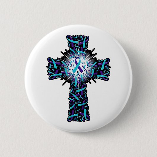 Cross Faith Suicide Prevention Awareness Ribbon Su Ronde Button 5,7 Cm (Voorkant)