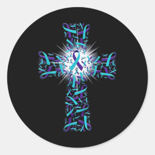 Cross Faith Suicide Prevention Awareness Ribbon Su Ronde Sticker