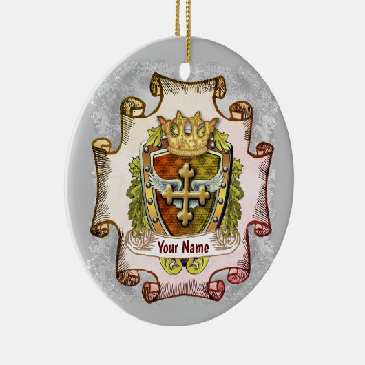 Cross Family Crest Achternaam aangepast ornament (Rechts)