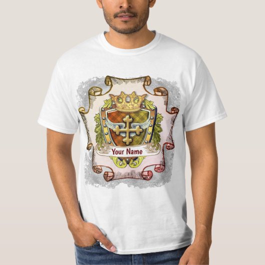 Cross Family Crest Achternaam T-shirt (Voorkant)