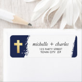 CROSS FAUX GOLD stijlvolle penseelstreek navy blau Etiket (Insitu)