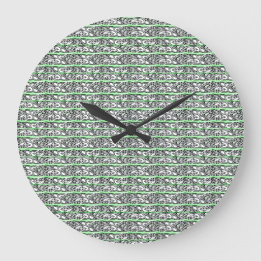 Cross Filigree Design Green Pattern Grote Klok (Voorkant)