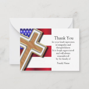 Cross Flag USA na begrafenis bedankkaarten Notitiekaartje