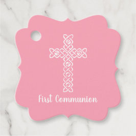 Cross | Flamingo Pink Community Baptism Christen Bedankjes Labels