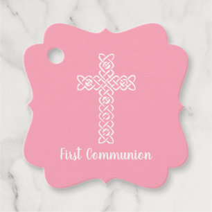 Cross   Flamingo Pink Community Baptism Christen Bedankjes Labels