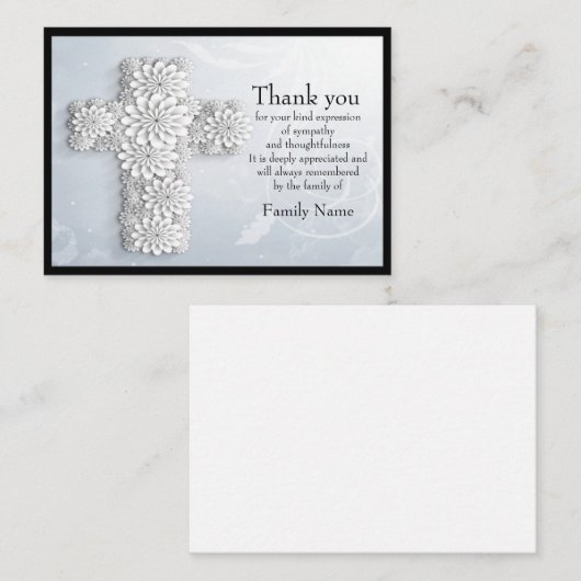 Cross Flower After Funeral Bedankt Notitiekaartje (Voorkant / Achterkant)