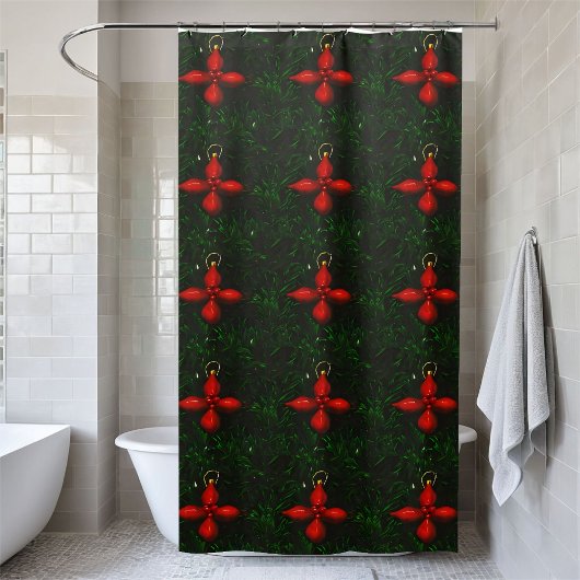 Cross Flower Pattern Kerst Seizoensgebonden Baddec Douchegordijn