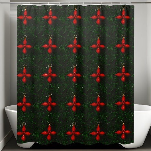 Cross Flower Pattern Kerst Seizoensgebonden Baddec Douchegordijn