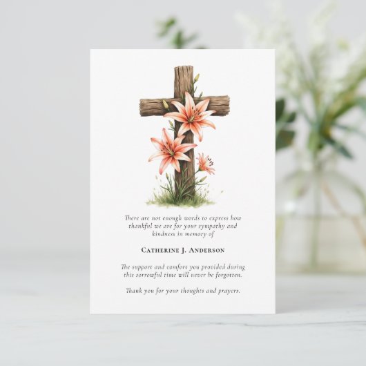 Cross Flowers Foto Sympathy Begrafenismonument Bedankkaart (Staand voorkant)