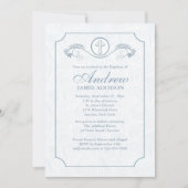 Cross Focus Blauw Religieuze Uitnodiging (Voorkant)