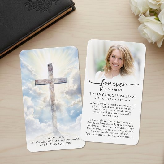 Cross Forever In Our Hearts Prayer Cards Visitekaartje