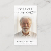 Cross Funeral Forever Hearts Photo Prayer Card Visitekaartje (Voorkant)