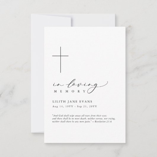 Cross Funeral Memorial Fotokaart (Voorkant)
