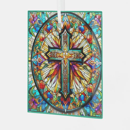 Cross Glas in lood Ornament Suncatcher (Voorkant links)