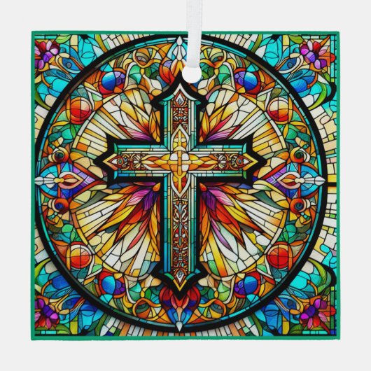 Cross Glas in lood Ornament Suncatcher (Achterkant)