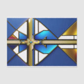 Cross Gold Blue Glas in lood Illustratie Tissuepapier (Voorkant)