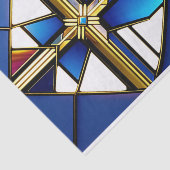 Cross Gold Blue Glas in lood Illustratie Tissuepapier (Detail)
