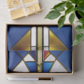 Cross Gold Blue Glas in lood Illustratie Tissuepapier (Geschenk)