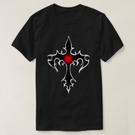 Cross Gothic Zwart Ruby Rood T-shirt