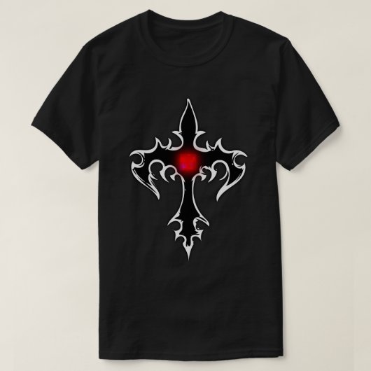 Cross Gothic Zwart Ruby Rood T-shirt (Design voorkant)