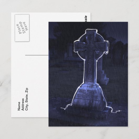 Cross Gravestone Briefkaart (Voorkant / Achterkant)