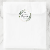 Cross Greenery Gold Baptism Classic Round Sticker (Tas)